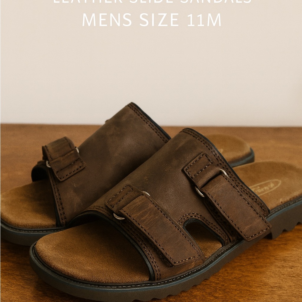 Men’s Rockport Leather Slide Sandals 11 Medium NWOT Comfort Casual Normcore
